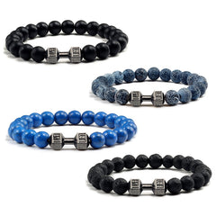 14 Style Natural stone Metal Dumbbell Lava Stone Beads Bracelets Bangles Women Jewelry Men Bracelet Couple Pulseras Hombre mujer  - FLASHSHIRT