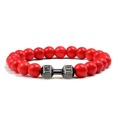 14 Style Natural stone Metal Dumbbell Lava Stone Beads Bracelets Bangles Women Jewelry Men Bracelet Couple Pulseras Hombre mujer  - FLASHSHIRT