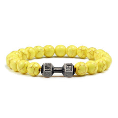 14 Style Natural stone Metal Dumbbell Lava Stone Beads Bracelets Bangles Women Jewelry Men Bracelet Couple Pulseras Hombre mujer  - FLASHSHIRT