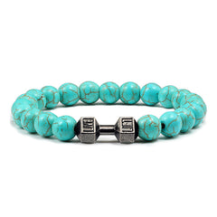 14 Style Natural stone Metal Dumbbell Lava Stone Beads Bracelets Bangles Women Jewelry Men Bracelet Couple Pulseras Hombre mujer  - FLASHSHIRT