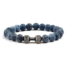 14 Style Natural stone Metal Dumbbell Lava Stone Beads Bracelets Bangles Women Jewelry Men Bracelet Couple Pulseras Hombre mujer  - FLASHSHIRT