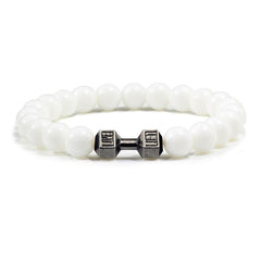 14 Style Natural stone Metal Dumbbell Lava Stone Beads Bracelets Bangles Women Jewelry Men Bracelet Couple Pulseras Hombre mujer  - FLASHSHIRT