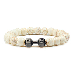 14 Style Natural stone Metal Dumbbell Lava Stone Beads Bracelets Bangles Women Jewelry Men Bracelet Couple Pulseras Hombre mujer  - FLASHSHIRT