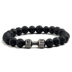 14 Style Natural stone Metal Dumbbell Lava Stone Beads Bracelets Bangles Women Jewelry Men Bracelet Couple Pulseras Hombre mujer  - FLASHSHIRT